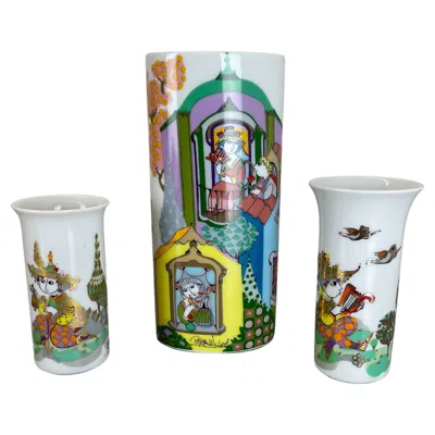 Pre-owned Rosenthal Set Of 3 Porcelain Vase By Björn Wiinblad For  Studio Line Germany 1970 In Transparent