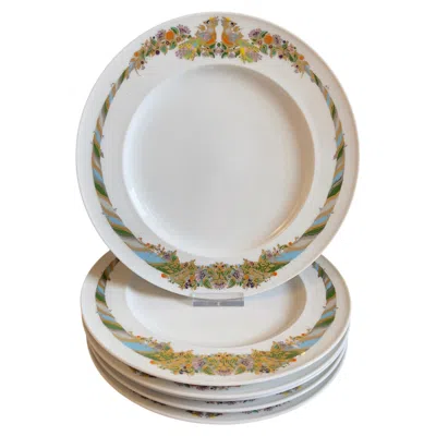 Pre-owned Rosenthal Set Of 6 Salad Or Dessert Plates Bjorn Wiinblad,  'concertina', 1990s In Gray