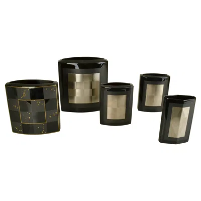 Pre-owned Rosenthal Set Of Five Black  Vases, Studio-line, Circa 1980