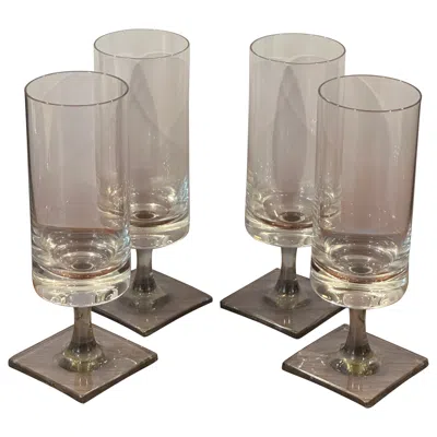 Pre-owned Rosenthal Set Of Four "berlin" Square Base Juice Glasses By G. Butler Jensen For  In Brown