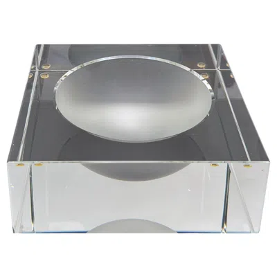 Pre-owned Rosenthal Studio-line Frosted & Clear Crystal Cube Ashtray Or Vide-poche, 1970s In Gray