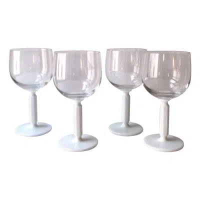 Pre-owned Rosenthal Studio-line Wine Cocktail Glasses White Art Glass Stem