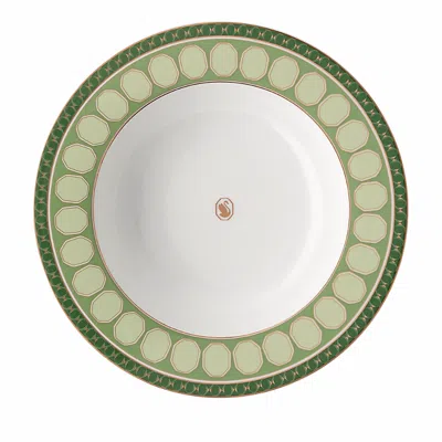 Rosenthal Swarovski Signum Rim Soup Bowl In Green