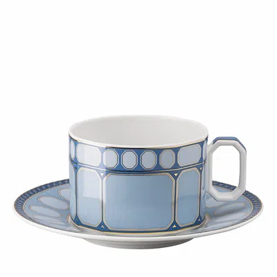 Rosenthal Swarovski Signum Teacup And Saucer In Blue