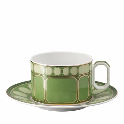 Rosenthal Swarovski Signum Teacup And Saucer In Fern Green