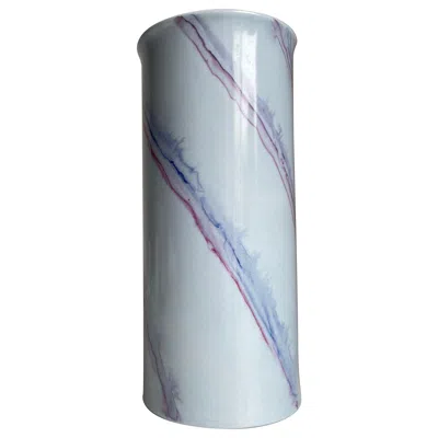 Pre-owned Rosenthal Tall Periwinkle, Blue, Lilac Striped 80s Vase In Transparent