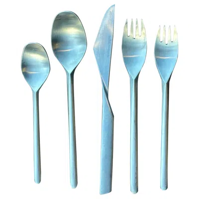 Pre-owned Rosenthal Tapio Wirkkala For  Austria "composition S" By Rostfrei Satin 40 Piece In Blue