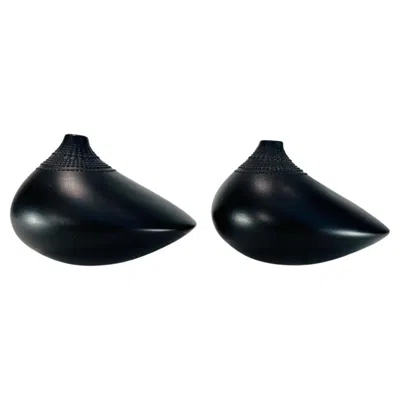 Pre-owned Rosenthal Tapio Wirkkala  Germany Black Pair Circa 1950 Porcelain Vases.