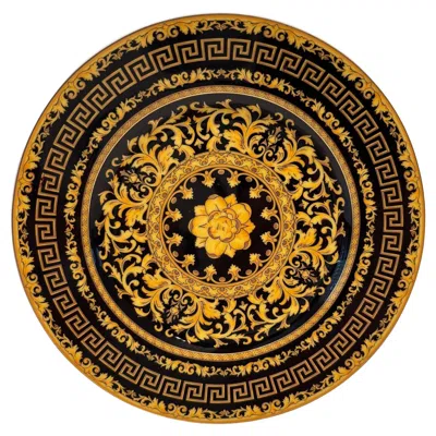 Pre-owned Rosenthal Versace Collection 'floralia Gold' Wall Porcelain Plate By  7 Inches In Brown