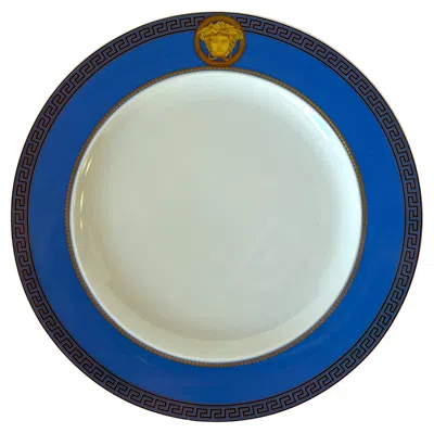 Pre-owned Rosenthal Versace For  Barocco Porcelain Plate, Blue, 22cm, Germany In Gray