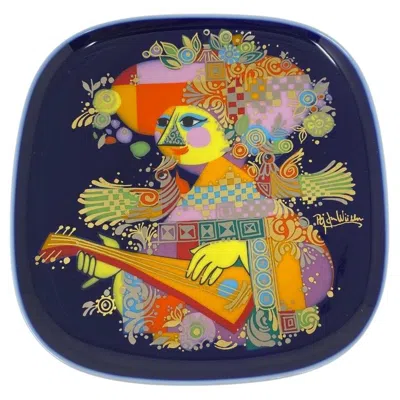 Pre-owned Rosenthal Vintage Bjorn Wiindblad Decorative Plate 1001 Nights Lute Player Plate In Gold