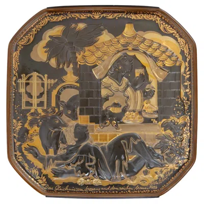 Pre-owned Rosenthal Vintage Glass Wall Mounted Plate By Bjorn Winblad For , 1986 In Brown