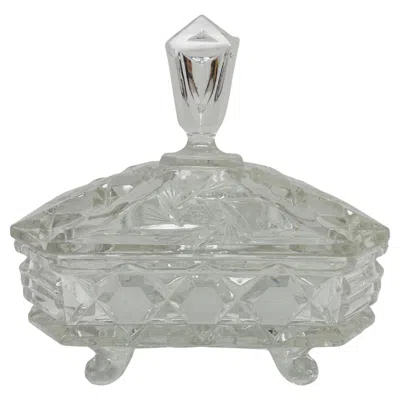Pre-owned Rosenthal Vintage Hollywood Regency Cut Crystal Covered Box On Feet In Gray