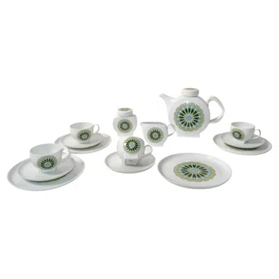 Pre-owned Rosenthal Vintage Melitta Minden Porcelain Tee Service Green White Motif 4 Place Setting