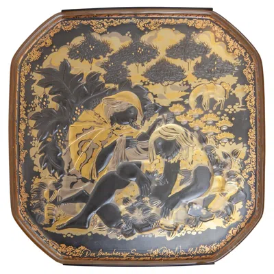 Pre-owned Rosenthal Wall Mounted Frosted Glass Art Object With The Parable Of The Good Samaritan In Brown