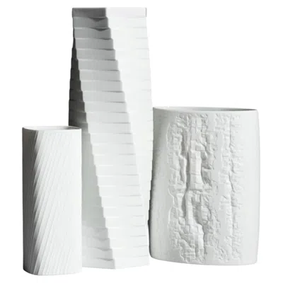 Pre-owned Rosenthal White Bisque Porcelain Vase Trio By Schreib, Freyer And Uhl
