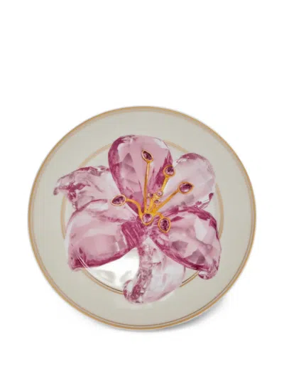 Rosenthal X Swarovski Floral-print Plate In 뉴트럴