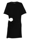 Roserry Carmen Rose-embellished Twisted Mini Dress In Black