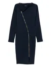 Roserry Chelsea Asymmetric Zip-front Midi Dress In Blue