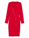 Roserry Chelsea Asymmetric Zip-front Midi Dress In Red