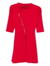 Roserry Chelsea Diagonal-zip Mini Dress In Red