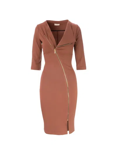 Roserry Zip-fastening Midi Dress In Brown