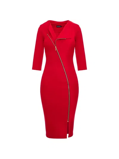 Roserry Chelsea Zip-front Dress In Red