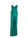 Roserry Cross-back Satin Maxi Dress In Green