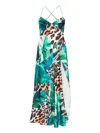 Roserry Cross-back Tropical-print Maxi Dress In Green