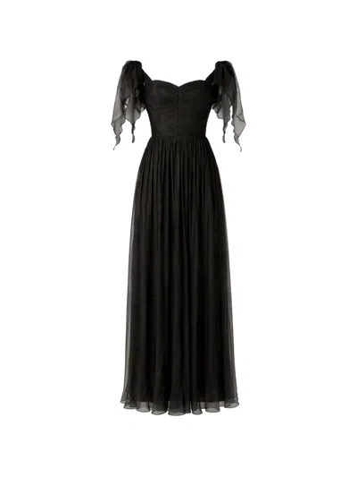 Roserry Elizabeth Off-shoulder Ruched Maxi Dress In Black