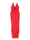 Roserry Halterneck Rose-embellished Midi Dress In Red
