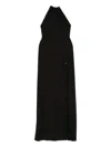 Roserry Halterneck Side-split Maxi Dress In Black