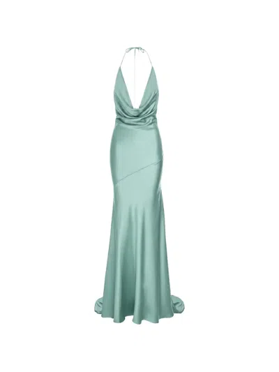 Roserry Ibiza Cowl-neck Halterneck Maxi Dress In Green