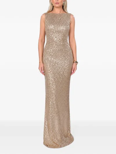 Roserry Kylie Sequin-embellished Sleeveless Maxi Dress In Gold