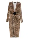 Roserry Leopard-print Midi Dress In Brown