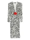 Roserry Malllorca Rose-embellished Zebra-print Midi Dress In Black