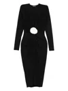 Roserry Mallorca Rose-embellished Twist-front Midi Dress In Black