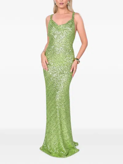 Roserry Margot Sequin-embellished Cowl-neck Maxi Dress In Green