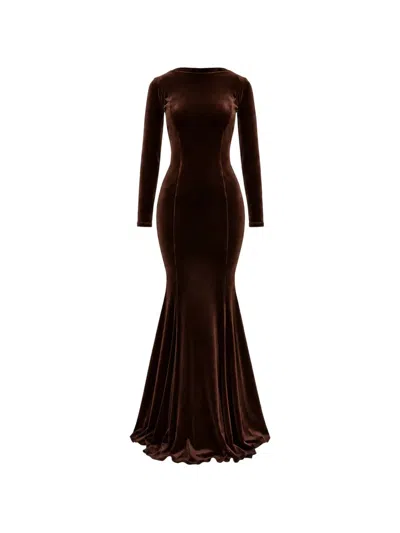 Roserry Open-back Maxi Dress In Brown