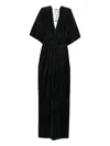 Roserry Pleated V-neck Maxi Dress In Black