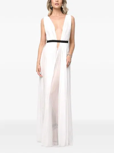 Roserry Santorini Pleated Tulle Maxi Dress In White