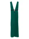 Roserry Santorini Pleated V-neck Maxi Dress In Green