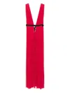 Roserry Santorini Pleated V-neck Maxi Dress In Red