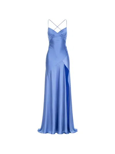 Roserry Seville Satin-finish Side-slit Maxi Dress In Multi