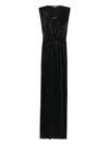 Roserry Sicily Pleated Flower-embellished Maxi Dress In Black