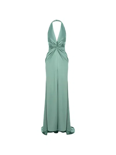 Roserry Sienna Twist-front Halterneck Maxi Dress In Green