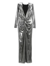 Roserry Twist-front Metallic-effect Maxi Dress In Silver