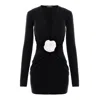 Roserry Women's Black Mallorca Jersey Mini Dress With White Fixed Rosette Detail In Black