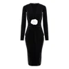 Roserry Mallorca Rose-embellished Twist-front Midi Dress In Black