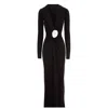 Roserry Women's Black Mallorca Jersey Maxi Dress With White Fixed Rosette Detail In Black